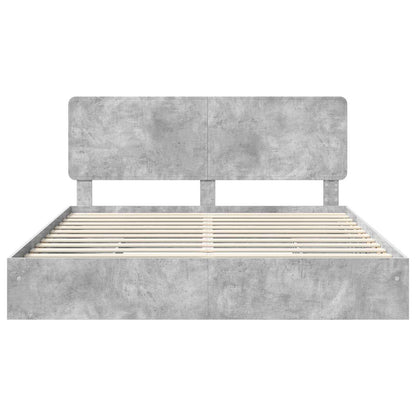 Storage Bed Concrete Grey 200 x 200 cm Engineered Wood