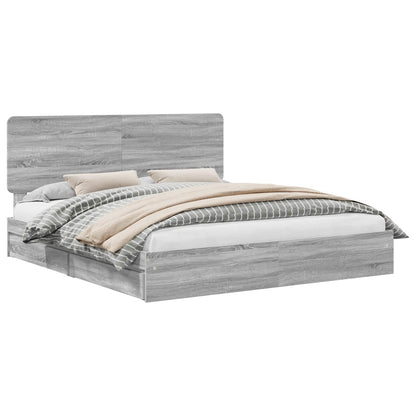 Storage Bed Grey Sonoma 200 x 200 cm Engineered Wood