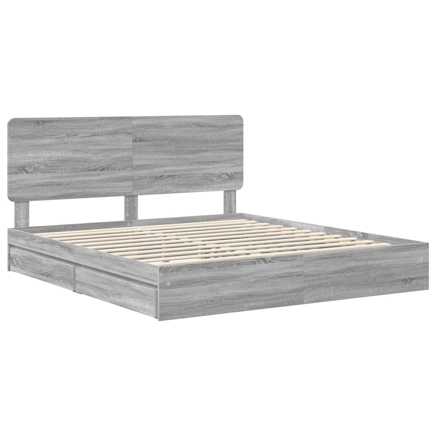 Storage Bed Grey Sonoma 200 x 200 cm Engineered Wood