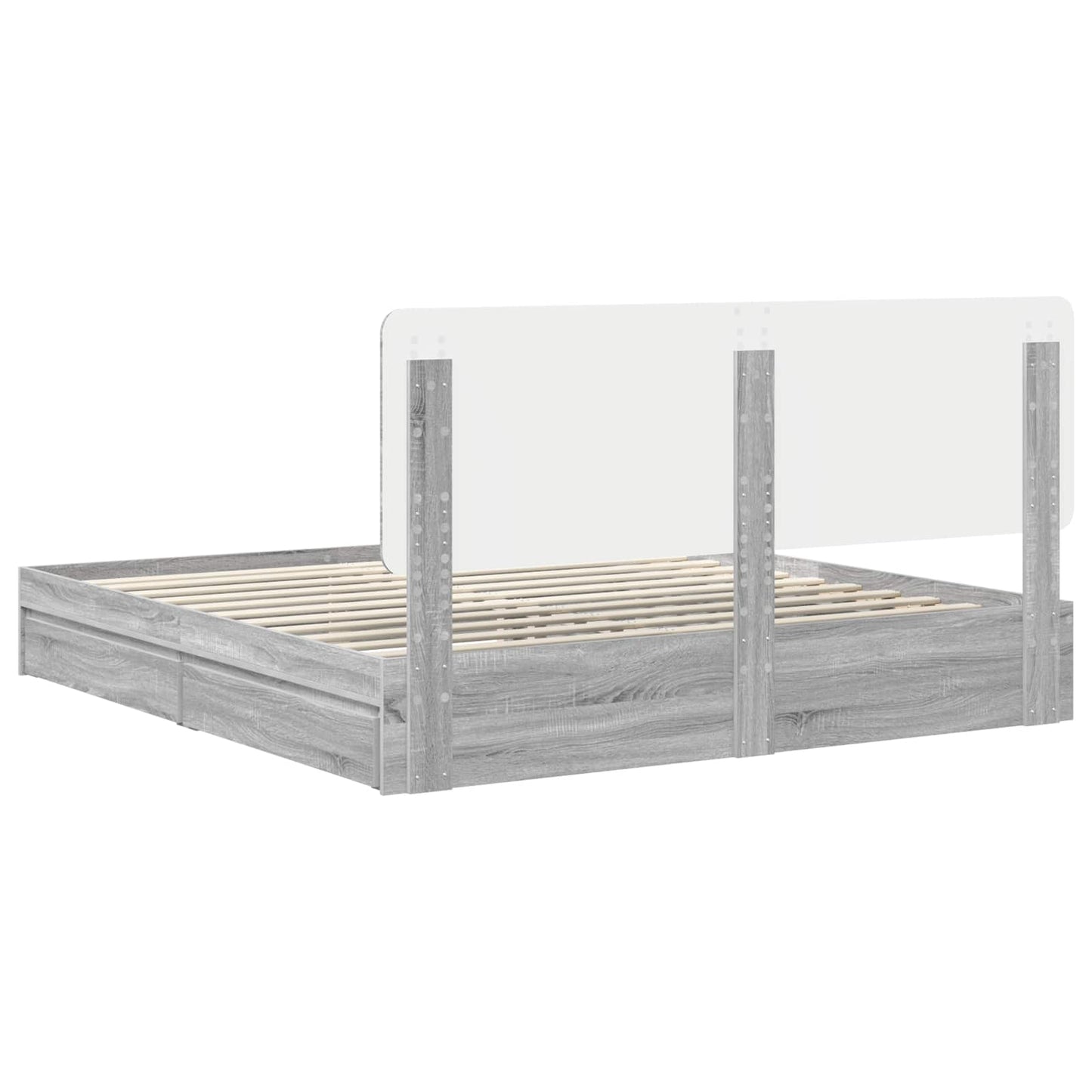 Storage Bed Grey Sonoma 200 x 200 cm Engineered Wood