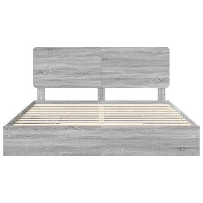 Storage Bed Grey Sonoma 200 x 200 cm Engineered Wood
