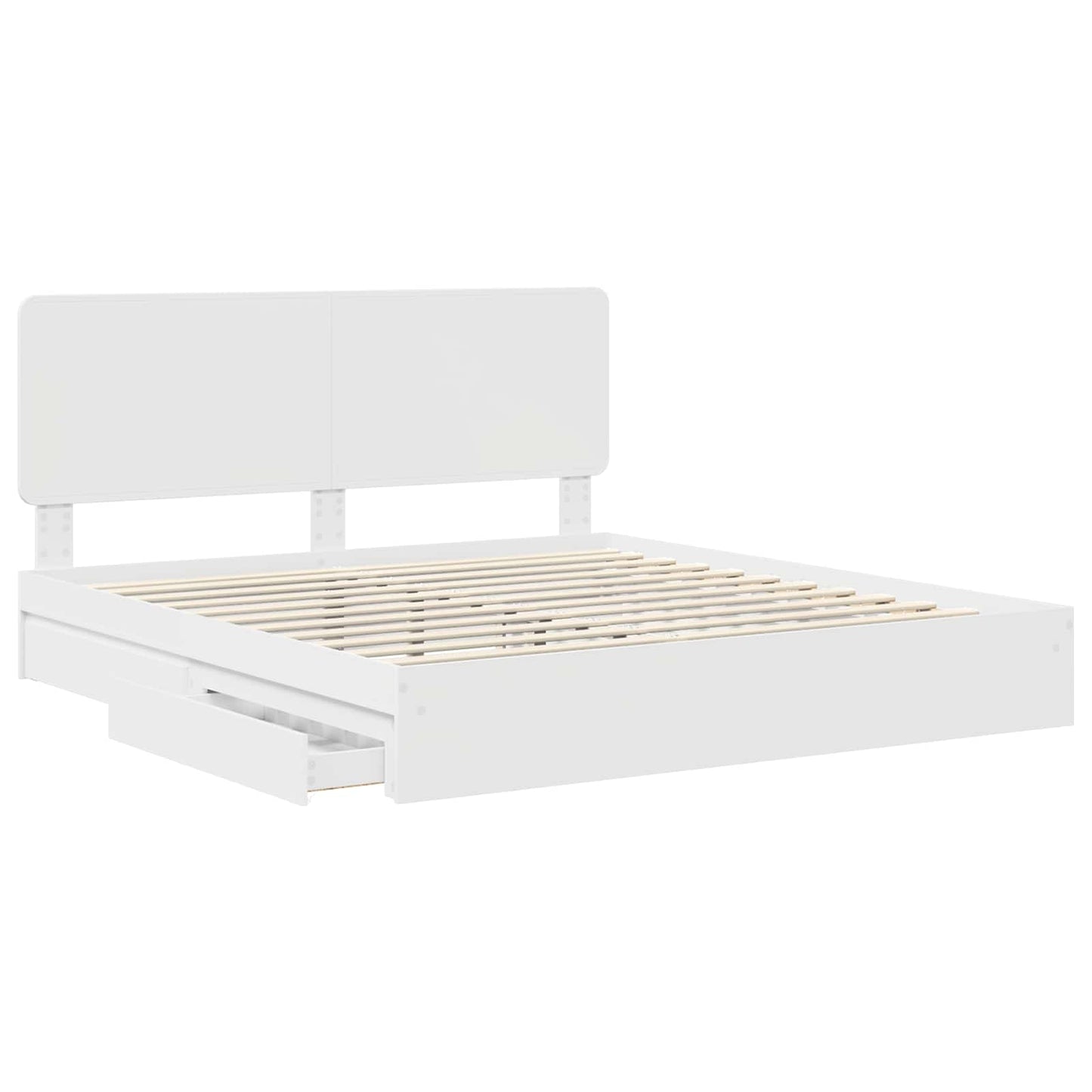 Storage Bed with Headboard White 180 x 200 cm Engineered Wood