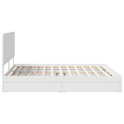 Storage Bed with Headboard White 180 x 200 cm Engineered Wood