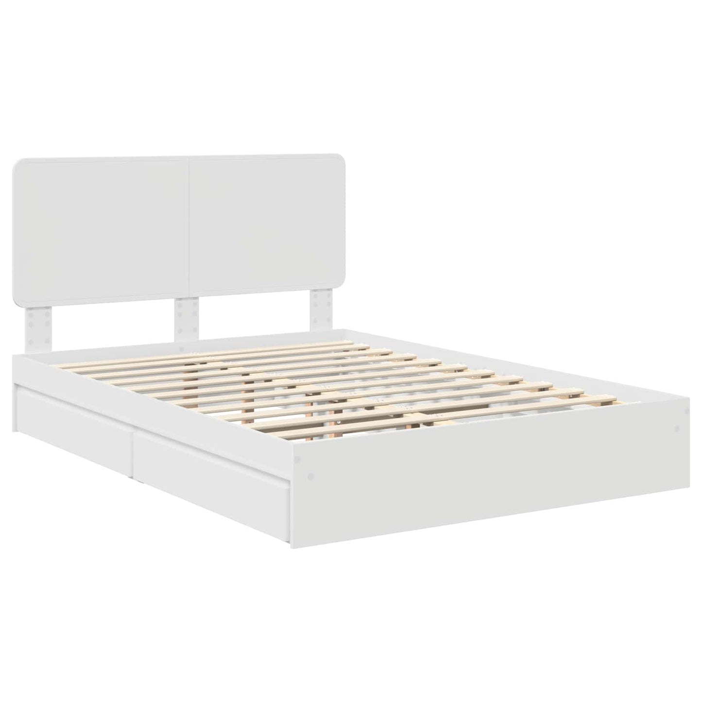 Storage Bed with Headboard White 160 x 200 cm Engineered Wood