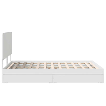 Storage Bed with Headboard White 160 x 200 cm Engineered Wood