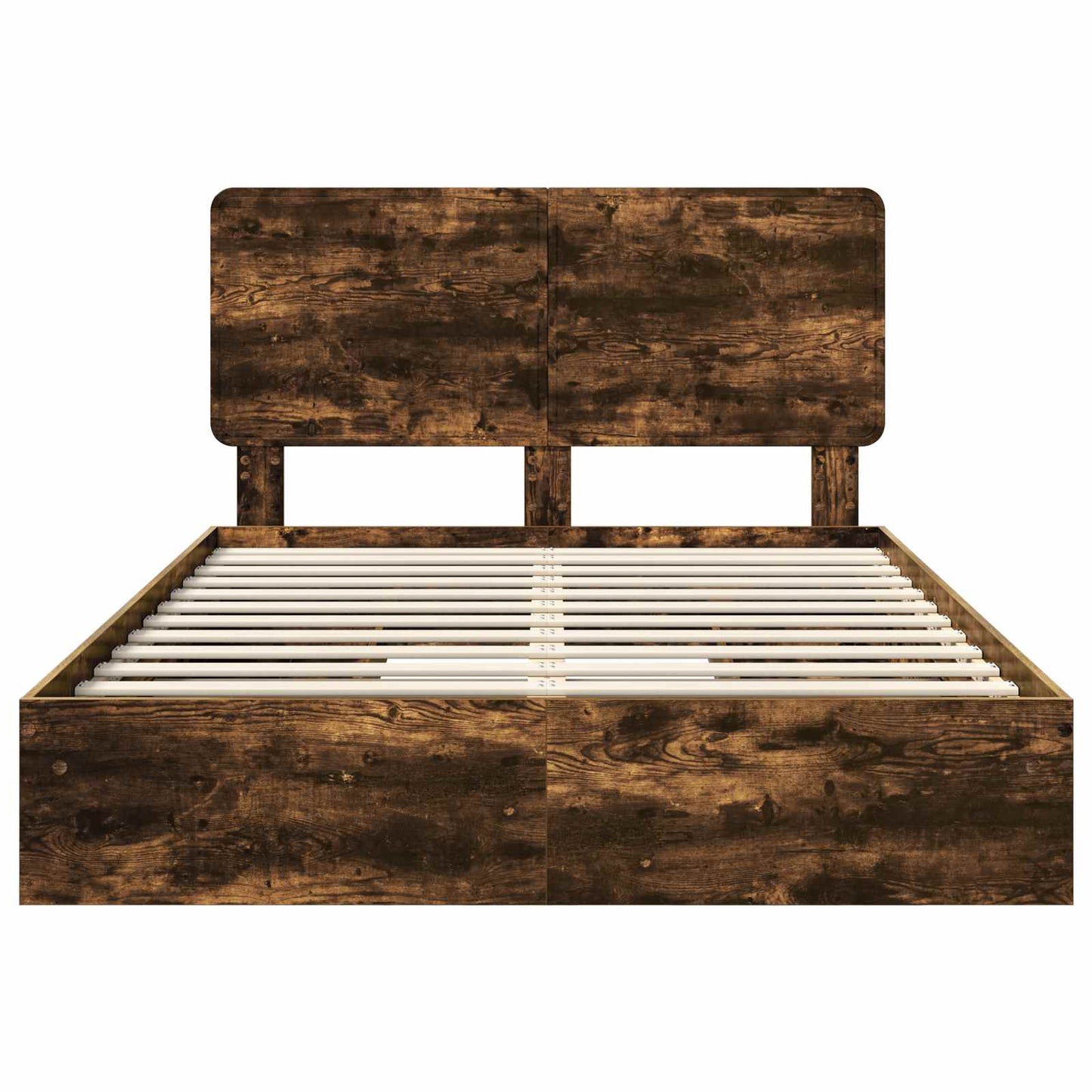 Storage Bed with Drawer Smoked Oak 160 x 200 cm Engineered Wood