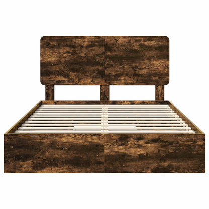 Storage Bed with Drawer Smoked Oak 160 x 200 cm Engineered Wood