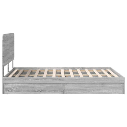 Storage Bed Grey Sonoma 160 x 200 cm Engineered Wood