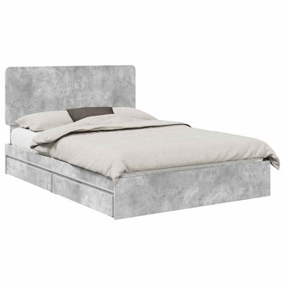 Storage Bed Concrete Grey 150 x 200 cm Engineered Wood