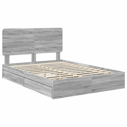 Storage Bed Grey Sonoma 150 x 200 cm Engineered Wood