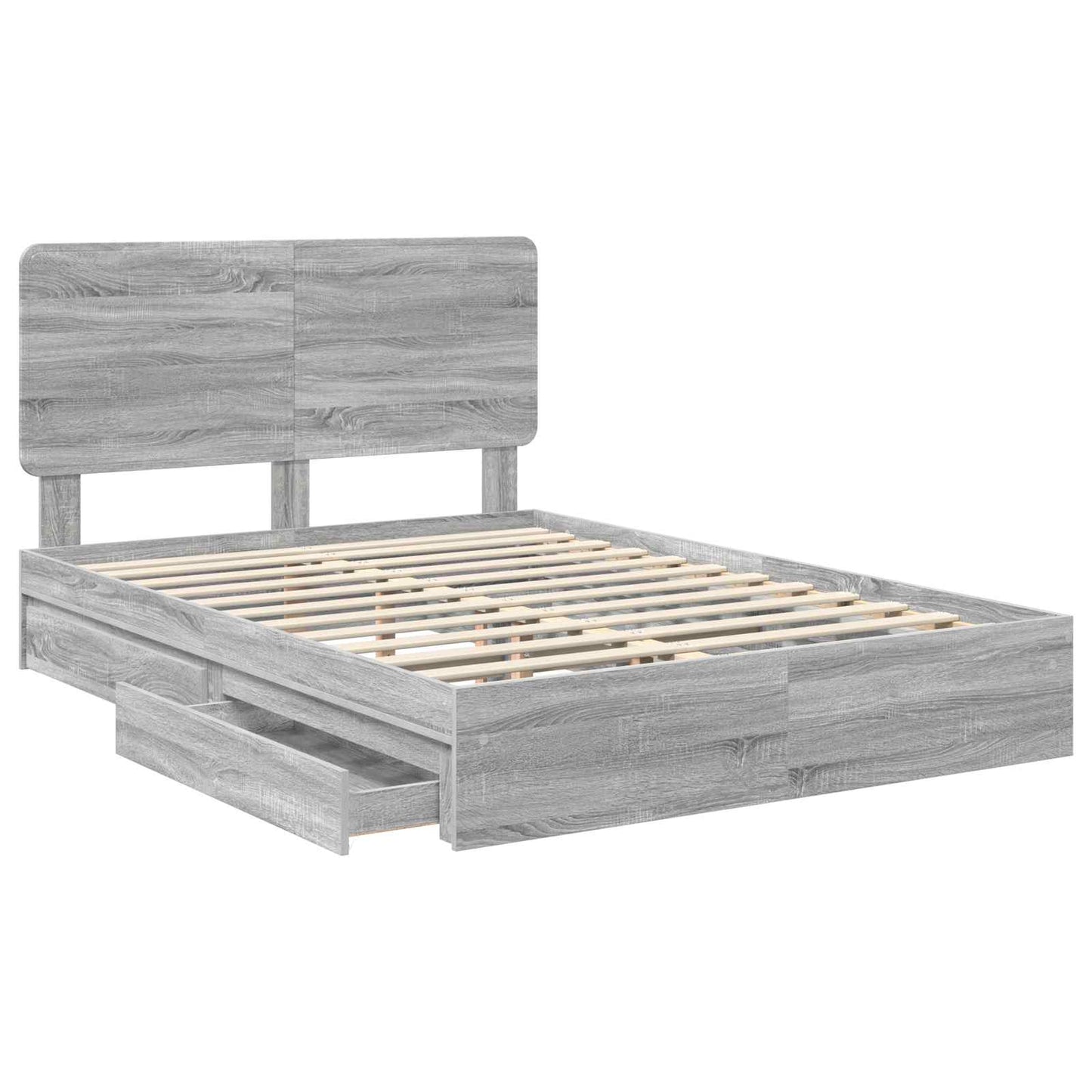 Storage Bed Grey Sonoma 150 x 200 cm Engineered Wood