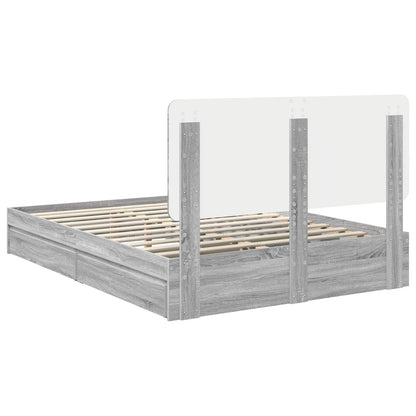 Storage Bed Grey Sonoma 150 x 200 cm Engineered Wood