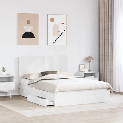 Storage Bed with Headboard White 140 x 200 cm Engineered Wood