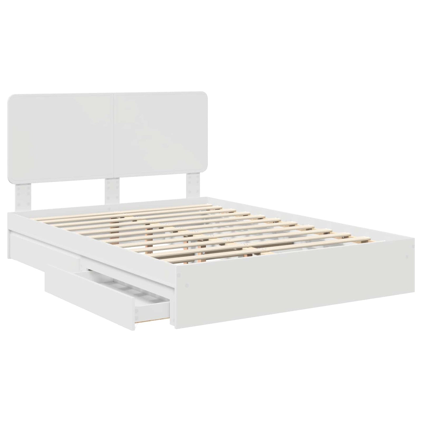 Storage Bed with Headboard White 140 x 200 cm Engineered Wood