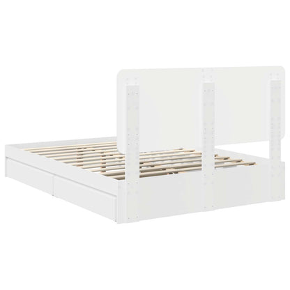 Storage Bed with Headboard White 140 x 200 cm Engineered Wood