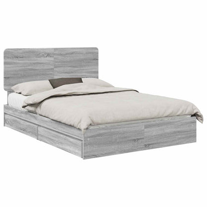 Storage Bed Grey Sonoma 140 x 200 cm Engineered Wood