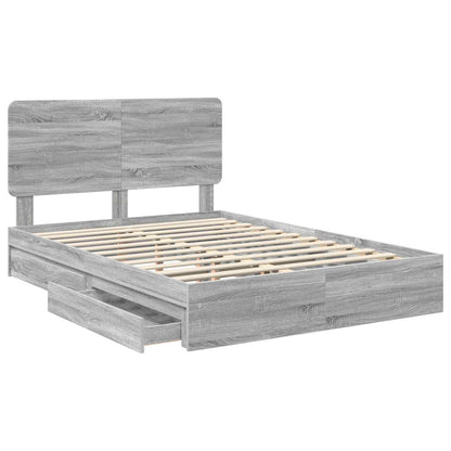 Storage Bed Grey Sonoma 140 x 200 cm Engineered Wood