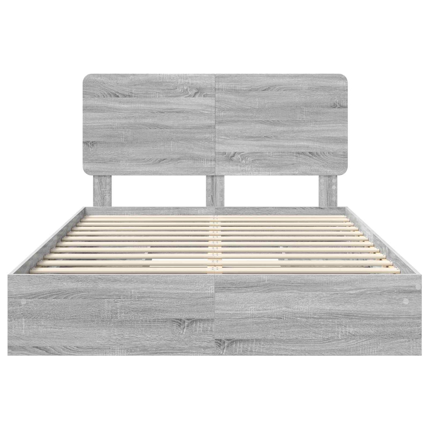 Storage Bed Grey Sonoma 140 x 200 cm Engineered Wood