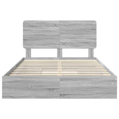 Storage Bed Grey Sonoma 140 x 200 cm Engineered Wood
