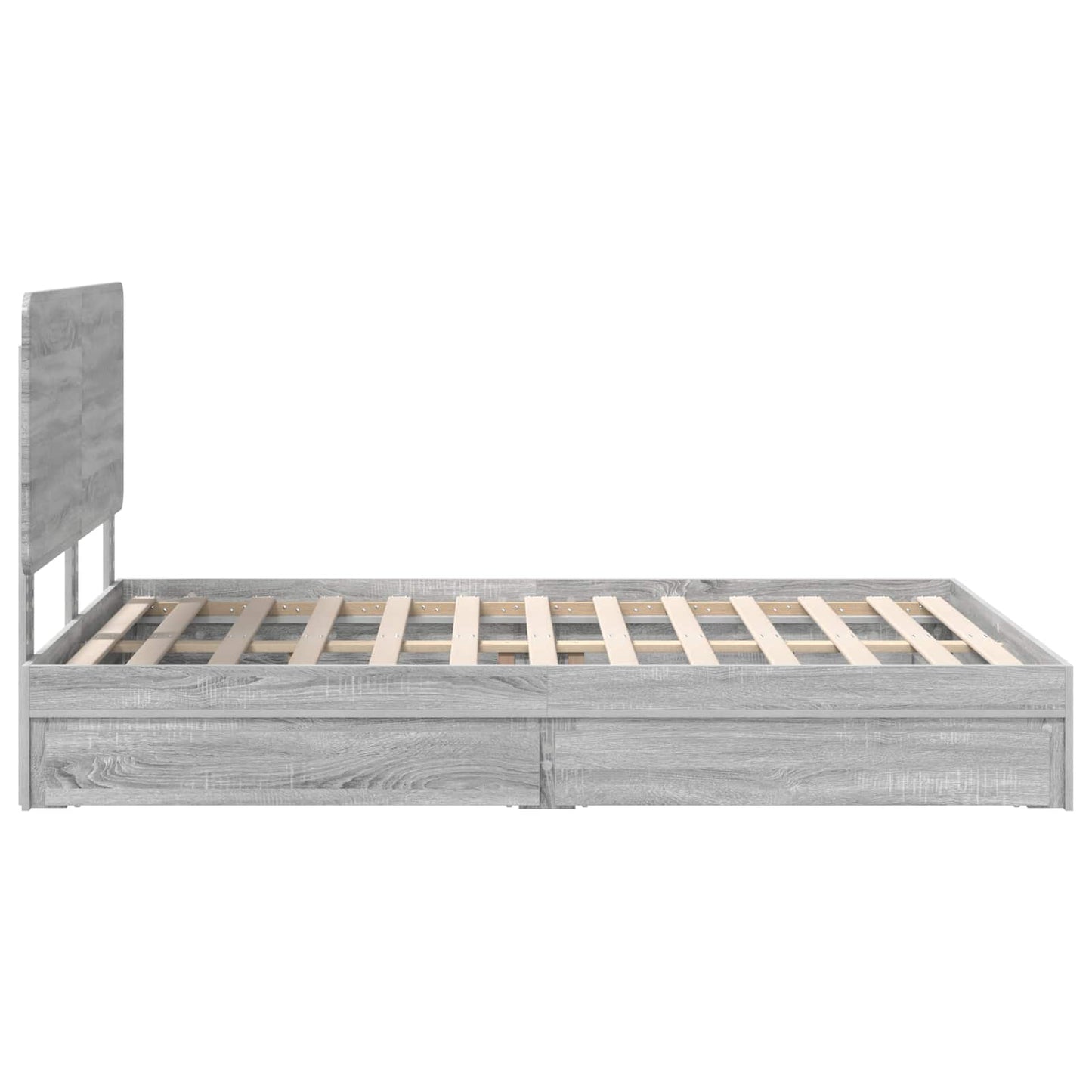 Storage Bed Grey Sonoma 140 x 200 cm Engineered Wood