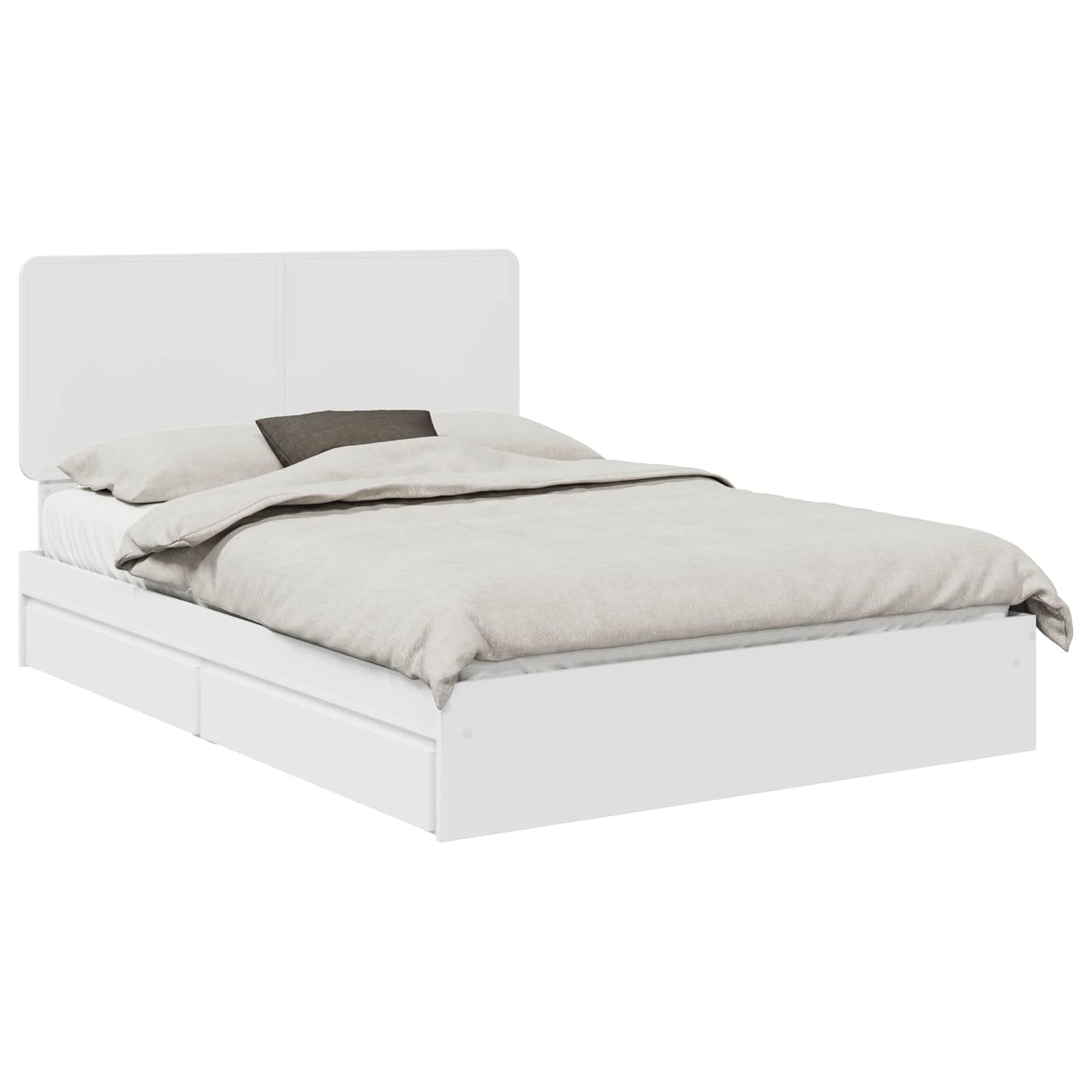 Storage Bed with Headboard White 140 x 190 cm Engineered Wood