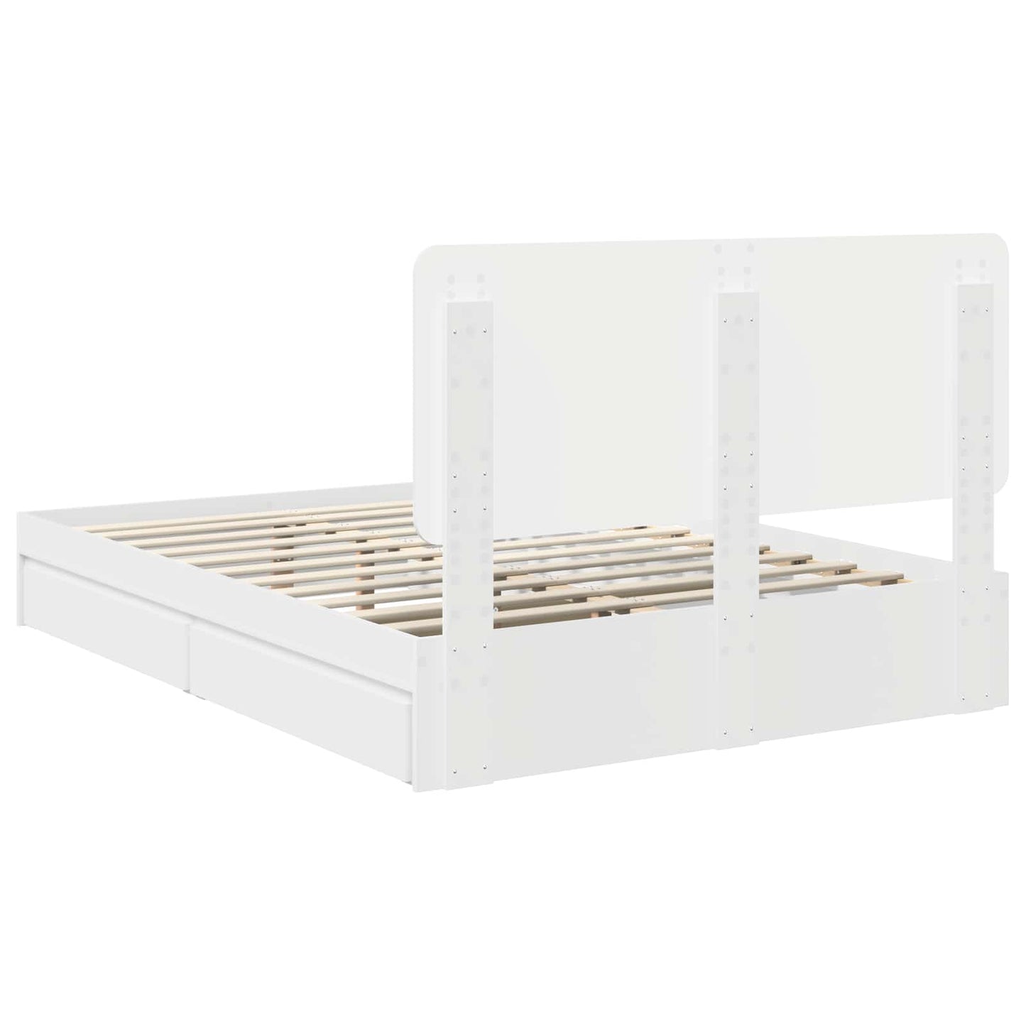 Storage Bed with Headboard White 140 x 190 cm Engineered Wood