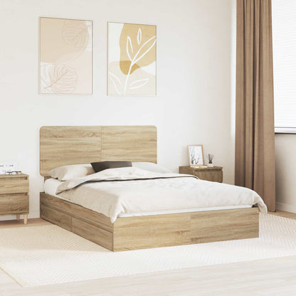 Storage Bed with Drawer Sonoma Oak 140 x 190 cm Engineered Wood