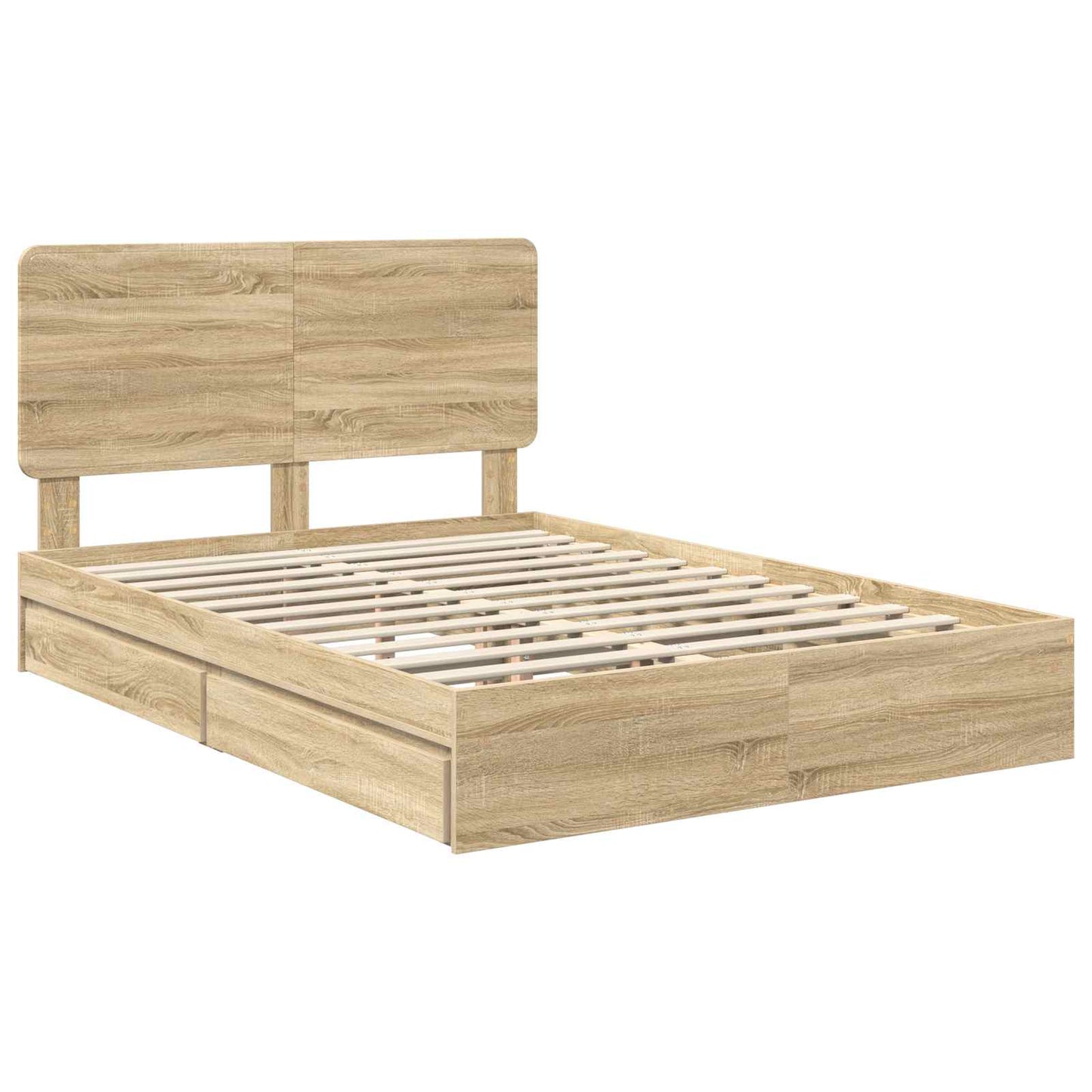 Storage Bed with Drawer Sonoma Oak 140 x 190 cm Engineered Wood