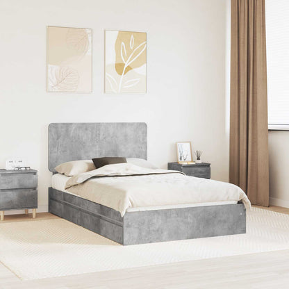 Storage Bed Concrete Grey 135 x 190 cm Engineered Wood