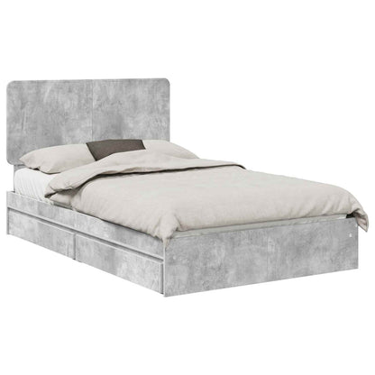 Storage Bed Concrete Grey 135 x 190 cm Engineered Wood