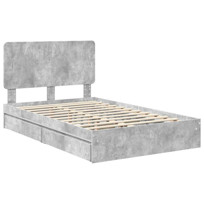 Storage Bed Concrete Grey 135 x 190 cm Engineered Wood