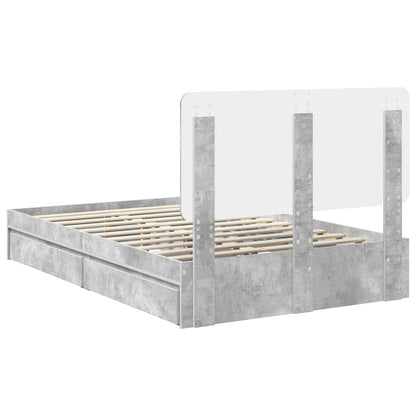 Storage Bed Concrete Grey 135 x 190 cm Engineered Wood