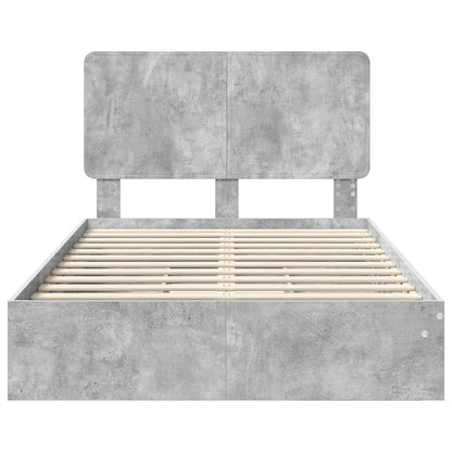Storage Bed Concrete Grey 135 x 190 cm Engineered Wood