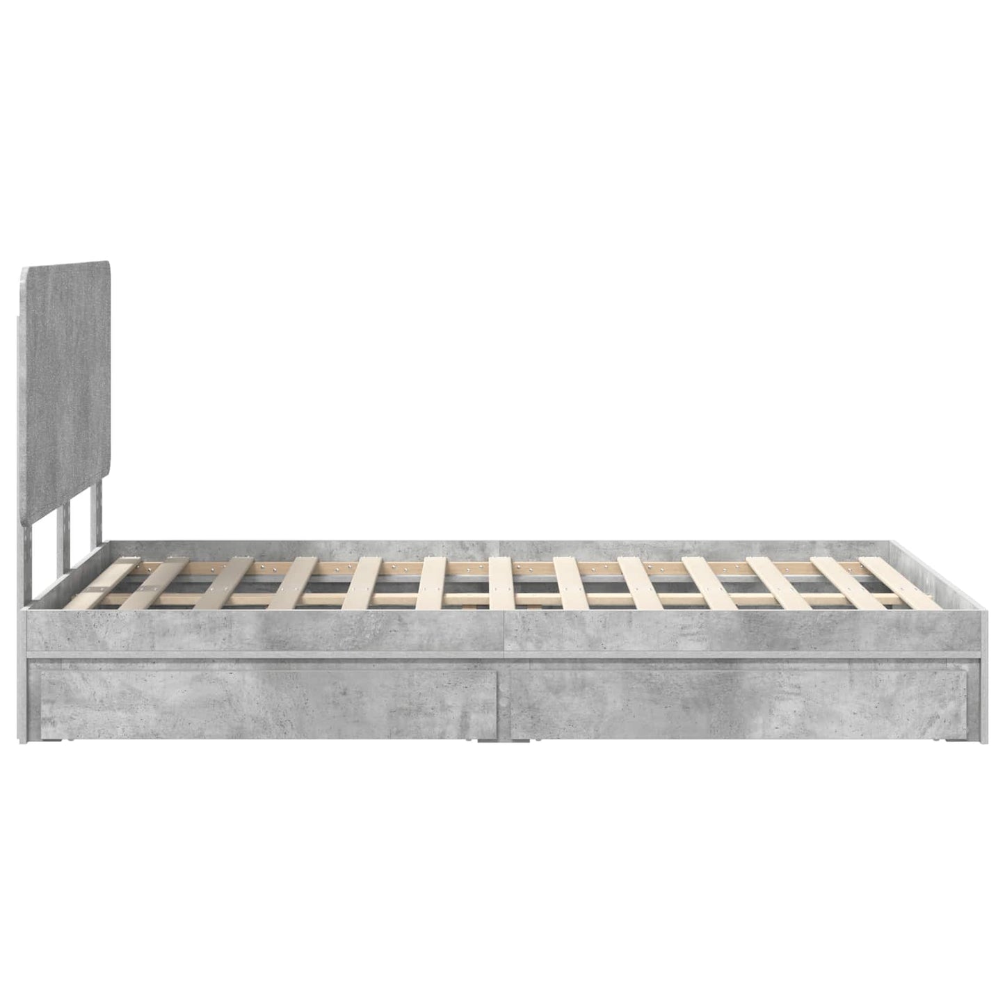 Storage Bed Concrete Grey 135 x 190 cm Engineered Wood
