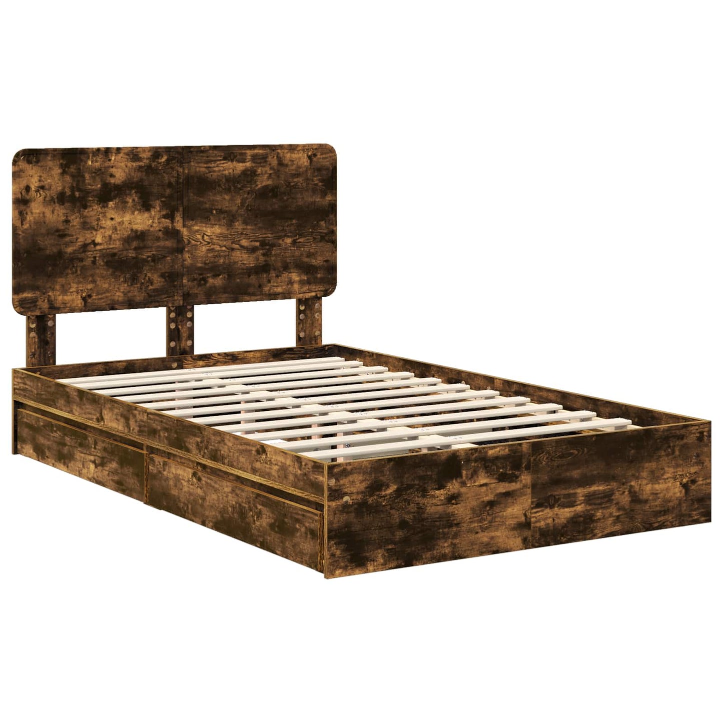 Storage Bed with Drawer Smoked Oak 135 x 190 cm Engineered Wood