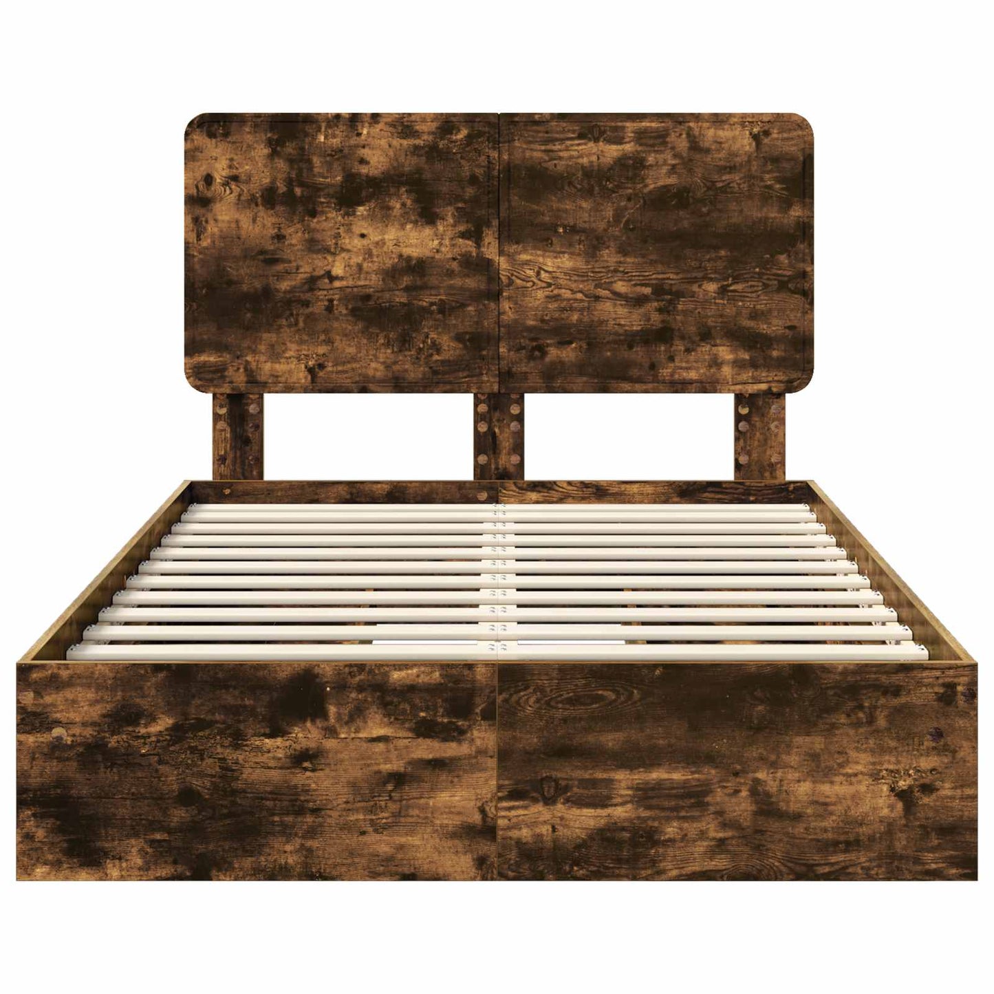 Storage Bed with Drawer Smoked Oak 135 x 190 cm Engineered Wood