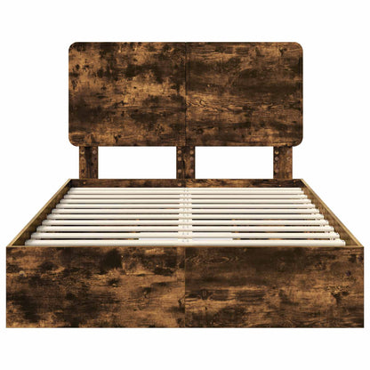 Storage Bed with Drawer Smoked Oak 135 x 190 cm Engineered Wood