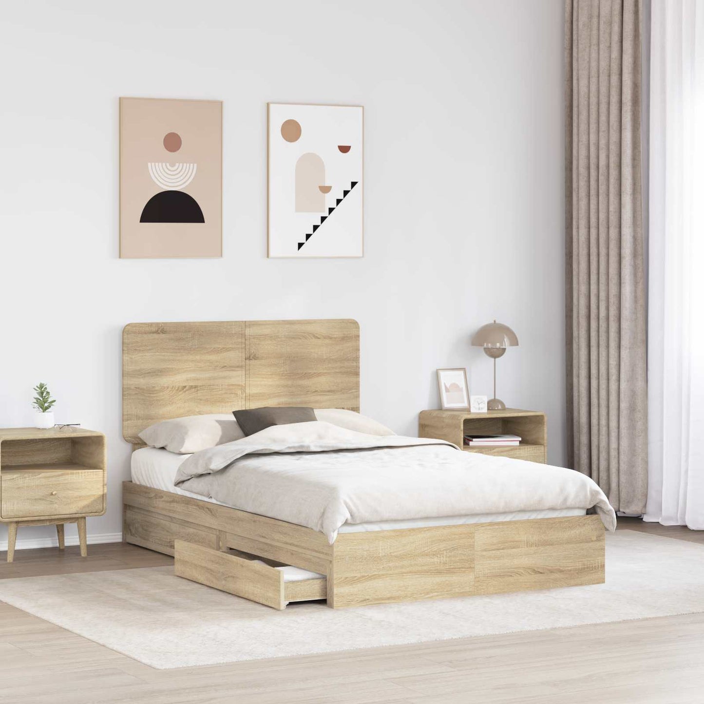 Storage Bed with Drawer Sonoma Oak 120 x 200 cm Engineered Wood