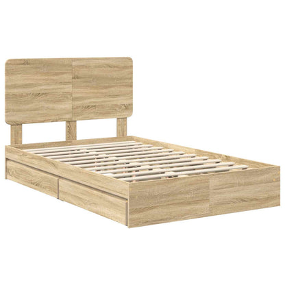 Storage Bed with Drawer Sonoma Oak 120 x 200 cm Engineered Wood