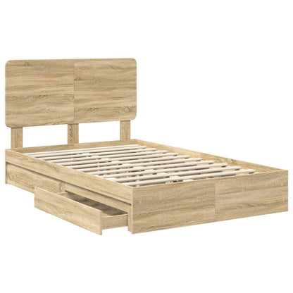 Storage Bed with Drawer Sonoma Oak 120 x 200 cm Engineered Wood