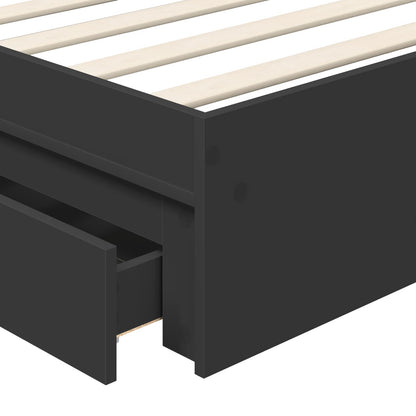 Storage Bed with Headboard Black 100 x 200 cm Engineered Wood