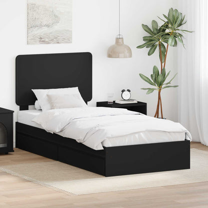 Storage Bed with Headboard Black 100 x 200 cm Engineered Wood