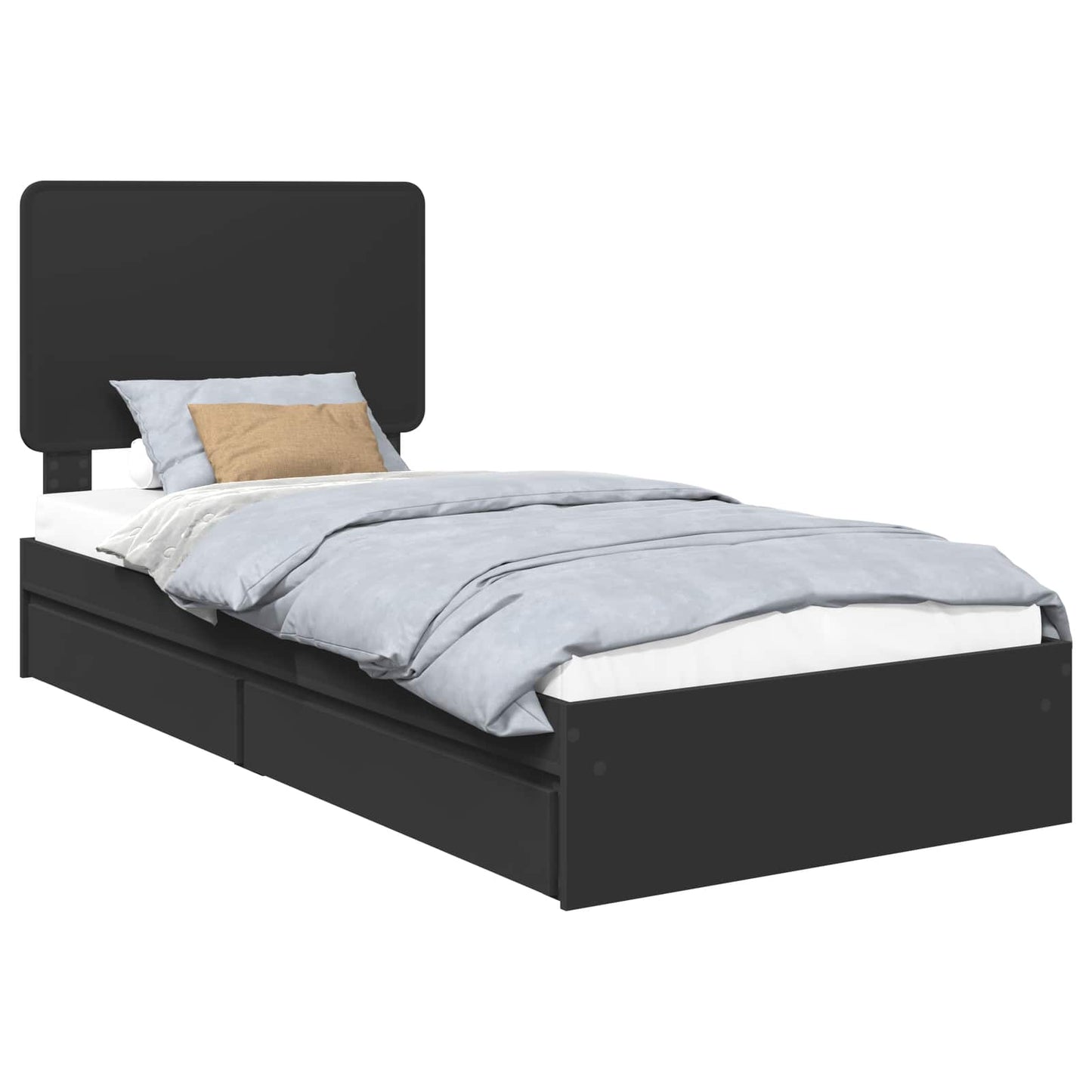 Storage Bed with Headboard Black 100 x 200 cm Engineered Wood