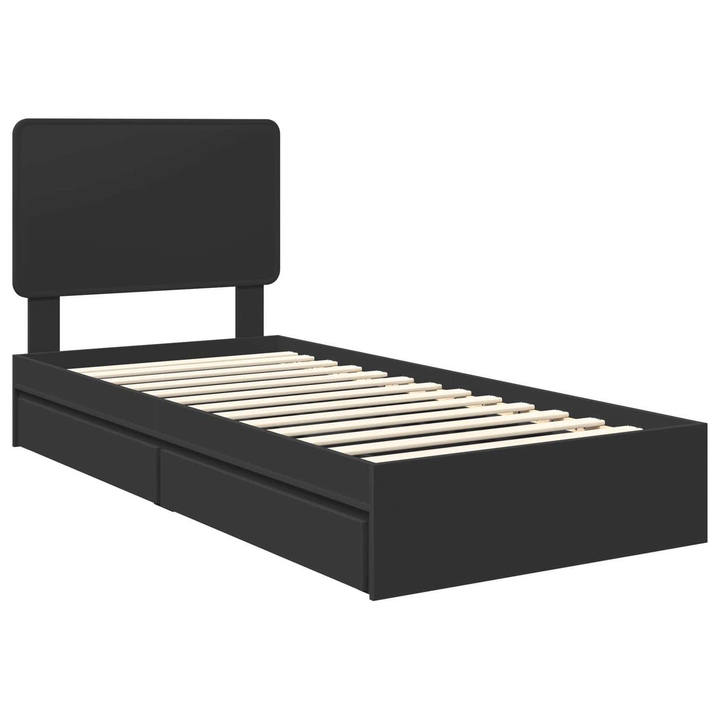 Storage Bed with Headboard Black 100 x 200 cm Engineered Wood
