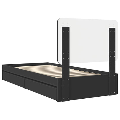 Storage Bed with Headboard Black 100 x 200 cm Engineered Wood