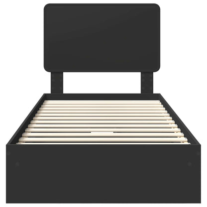 Storage Bed with Headboard Black 100 x 200 cm Engineered Wood