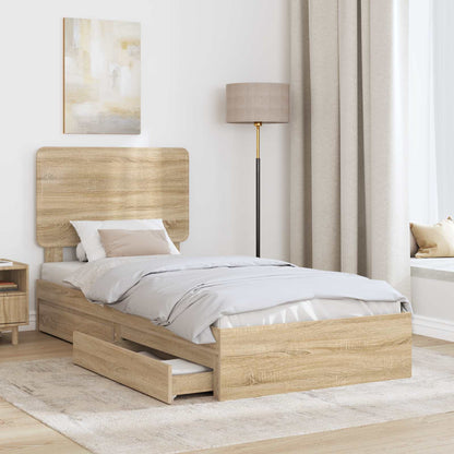Storage Bed with Drawer Sonoma Oak 100 x 200 cm Engineered Wood
