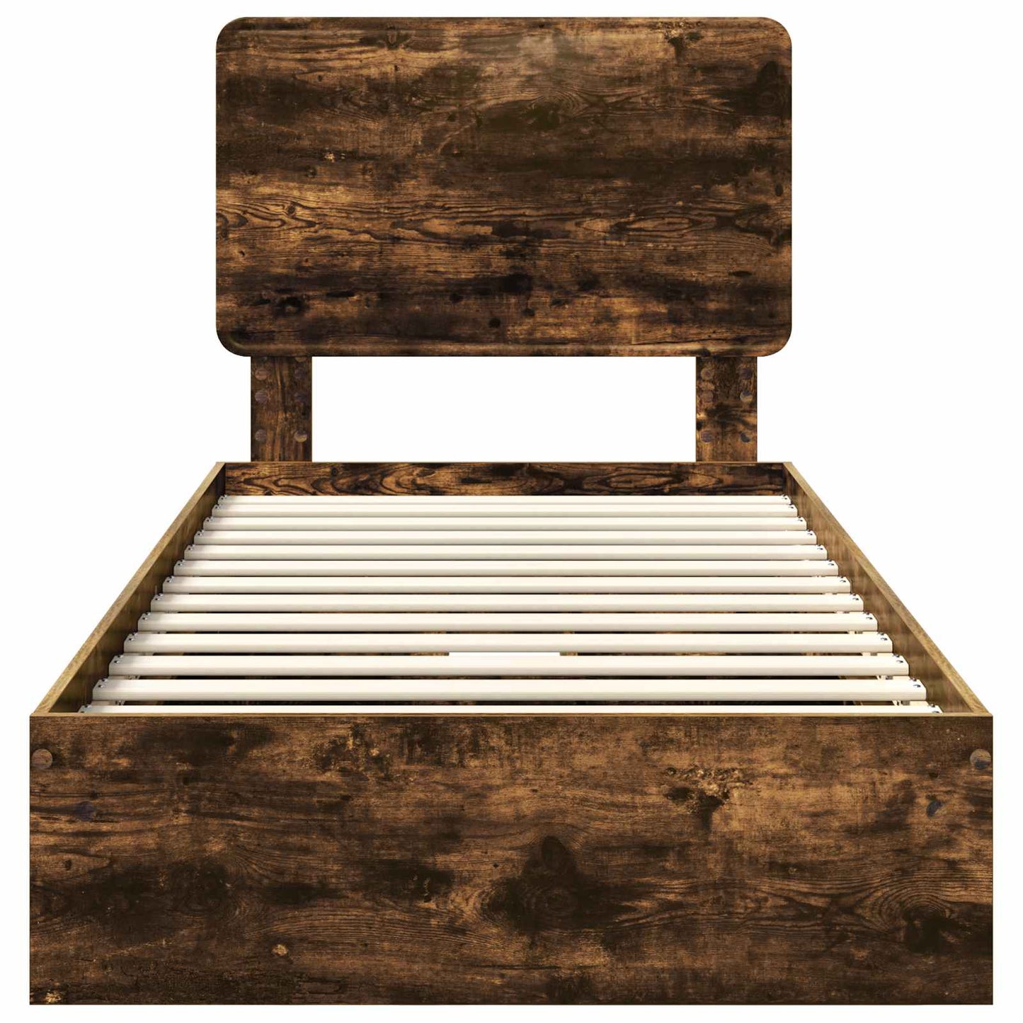 Storage Bed with Drawer Smoked Oak 100 x 200 cm Engineered Wood