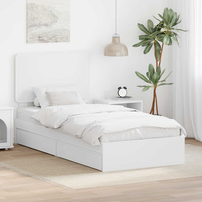 Storage Bed with Headboard White 90 x 200 cm Engineered Wood
