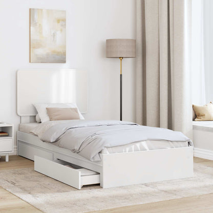 Storage Bed with Headboard White 90 x 200 cm Engineered Wood